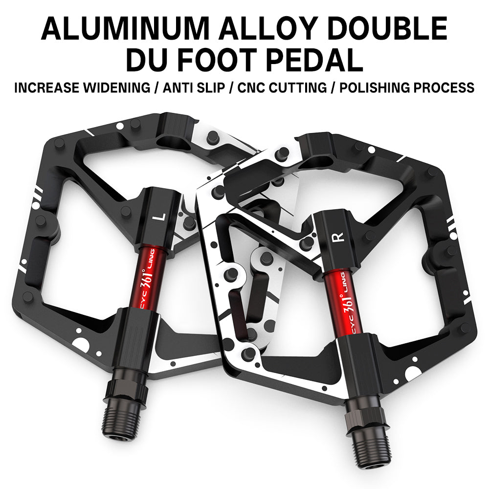 361° Wide Platform Bike Pedals, Aluminum Alloy Flat Pedals with Anti-Slip Pins, Smooth DU+Peilin Bearing System, Lightweight & Durable Design for MTB, Mountain, Commuter & Road Biking