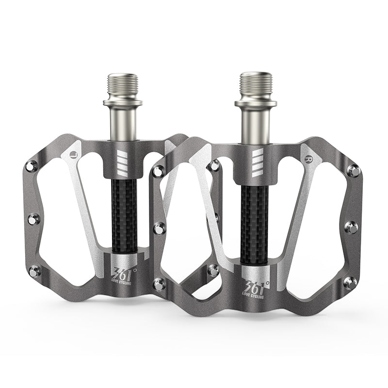 361 ° MTB Flat Pedals Mountain Bike Pedals, 3 Bearings CNC Adult Road Bike Pedals, Bicycle Platform Aluminum Alloy Non-Slip Pedal for Gravel Bike/BMX 9/16"