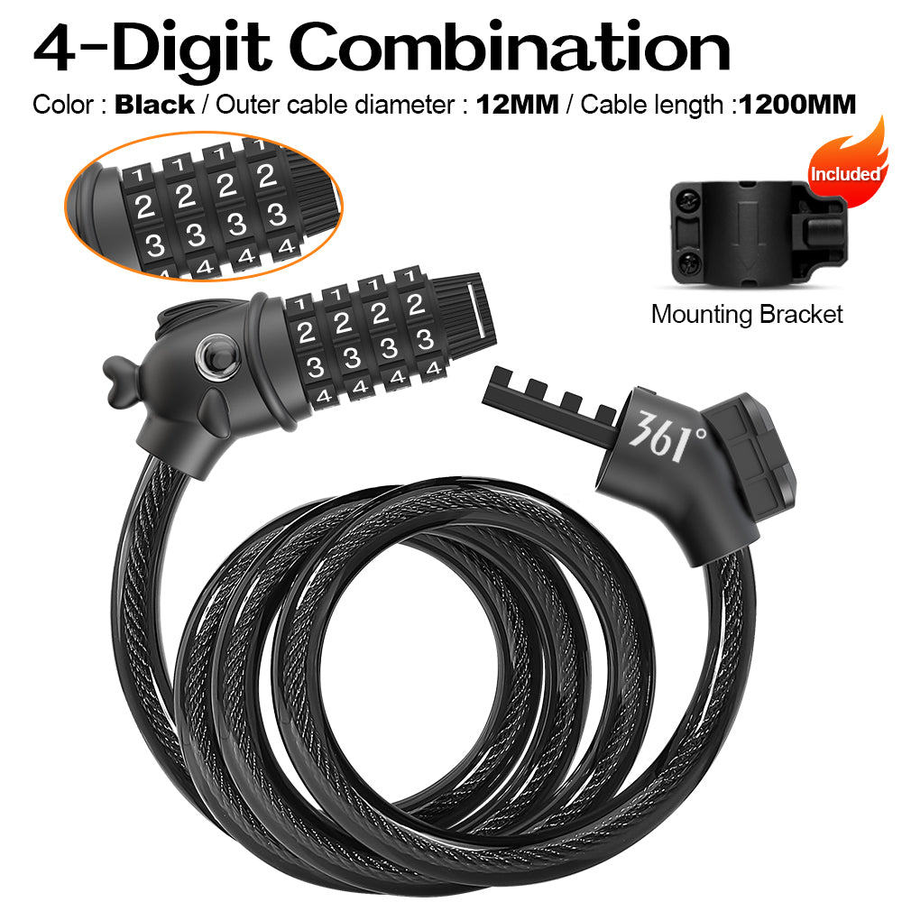 361° YQ-CAL01 4-Digital Combination Cable Lock
