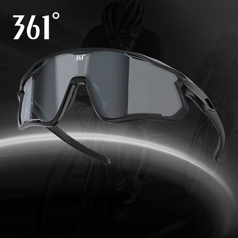 361° Photochromic Cycling Sunglasses for Men Women, Auto-Tinting Sport Glasses with Category 0-2 Lens, Lightweight Wraparound Shield Eyewear for Road Biking, Running, Outdoor Sports