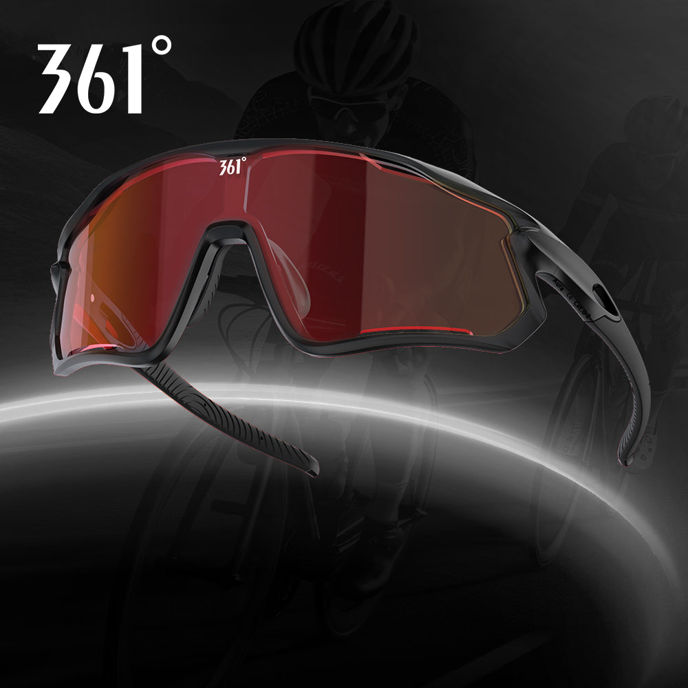 361° Photochromic Cycling Sunglasses for Men Women, Auto-Tinting Sport Glasses with Category 0-2 Lens, Lightweight Wraparound Shield Eyewear for Road Biking, Running, Outdoor Sports