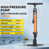 361° YQ-6632N 160PSI High Pressure Bike Floor Pump with Gauge