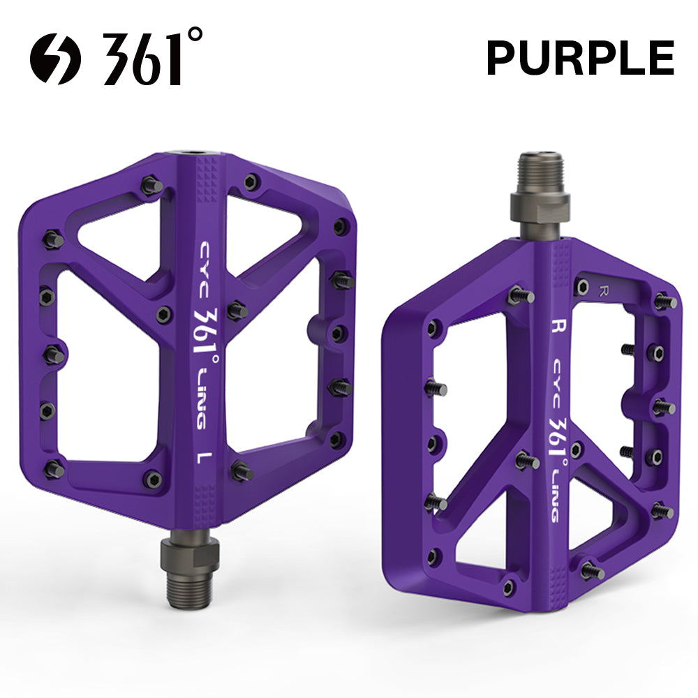 361 ° Mountain Bike Pedals MTB Pedals Flat, Adult Bicycle Road Bike Large Platform Nylon Non-Slip Pedal for Gravel Bike/Hybrid Bike 9/16"