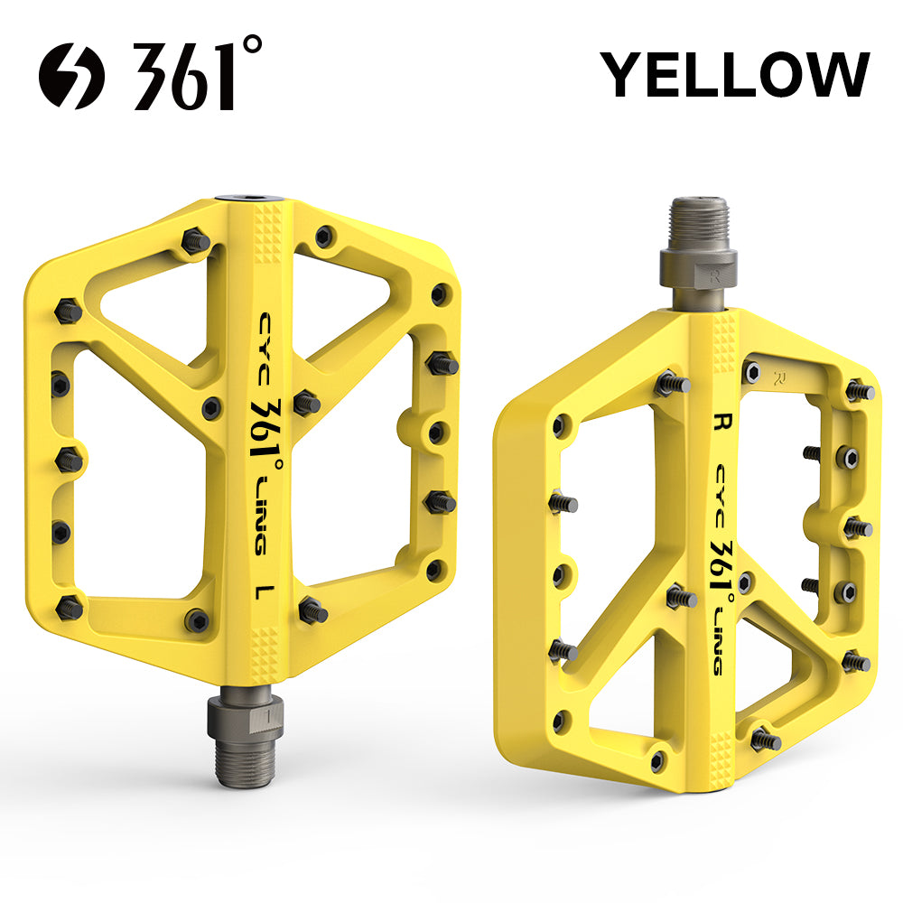 361 ° Mountain Bike Pedals MTB Pedals Flat, Adult Bicycle Road Bike Large Platform Nylon Non-Slip Pedal for Gravel Bike/Hybrid Bike 9/16"
