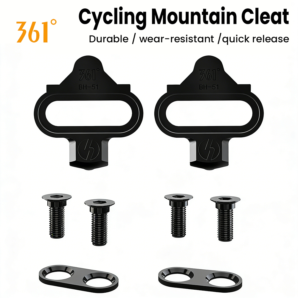 361° Stainless Steel MTB 2holes Cleats Compatible with SPD - Cold Forged, Silver/Black, Single-Sided or Multi-Directional