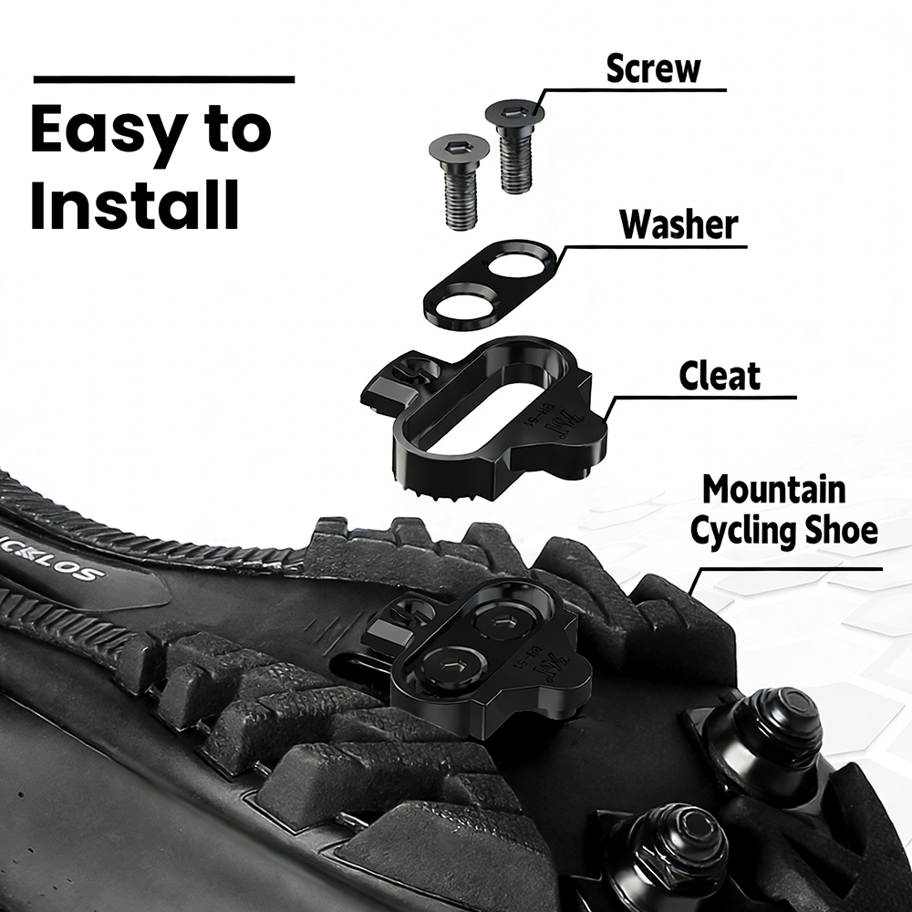 361° Stainless Steel MTB 2holes Cleats Compatible with SPD - Cold Forged, Silver/Black, Single-Sided or Multi-Directional