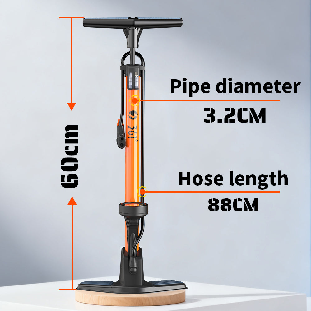 361° YQ-6632N 160PSI High Pressure Bike Floor Pump with Gauge