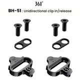 361° Stainless Steel MTB 2holes Cleats Compatible with SPD - Cold Forged, Silver/Black, Single-Sided or Multi-Directional