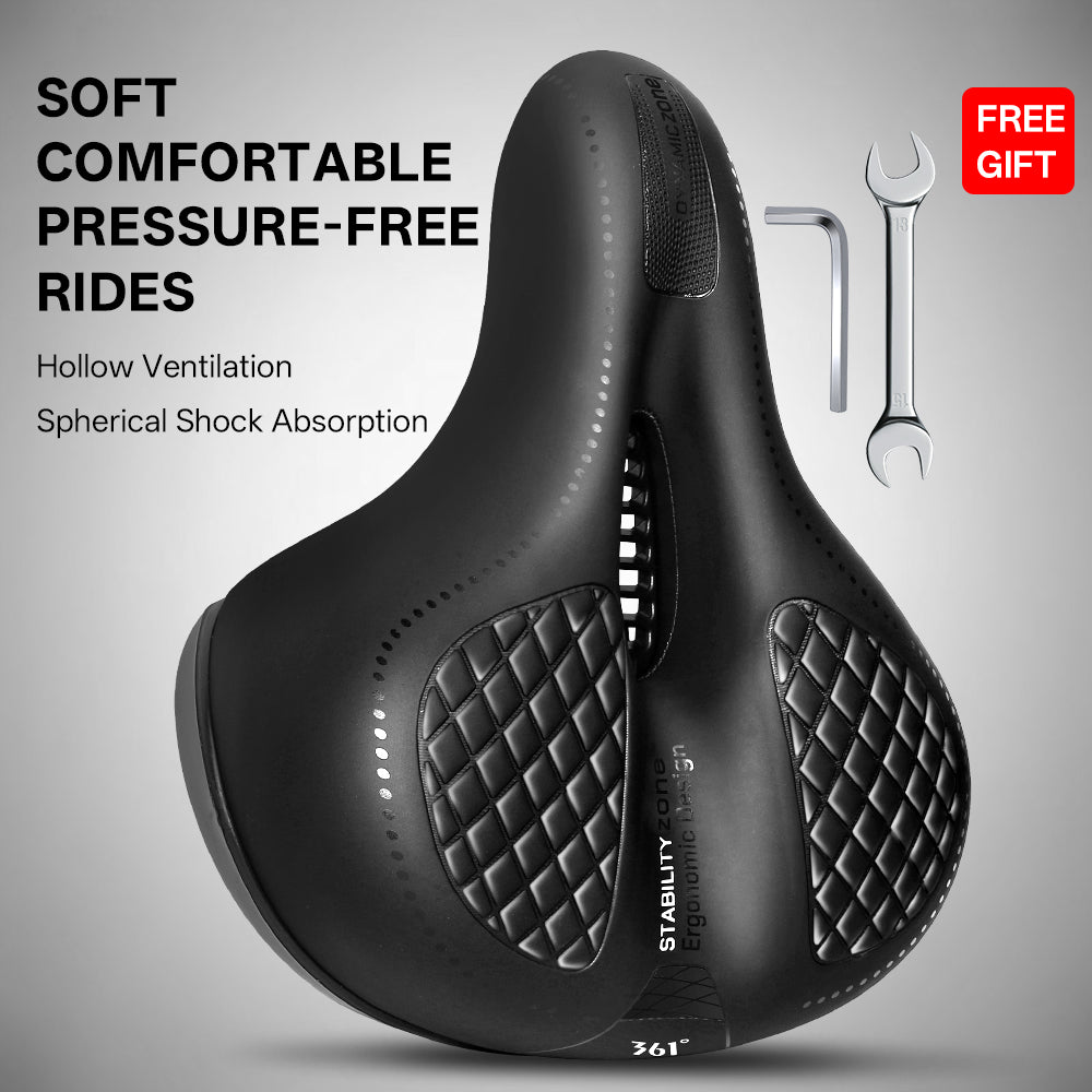 361° Comfortable Bike Seat Cushion for Men Women Wide Bicycle Saddle Soft Memory Foam Padded Replacement Seats Fit for Peloton, Exercise Bikes, Ebike,Cruiser