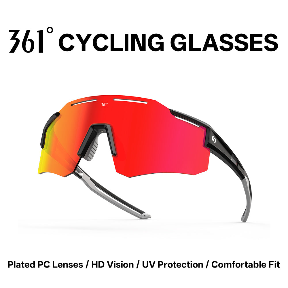 361° Cycling Sunglasses for Men Women, HD Polarized Sports Glasses with UV400 Protection, Lightweight Wraparound Shield Eyewear for Road Bike Riding, MTB, Running, Fishing