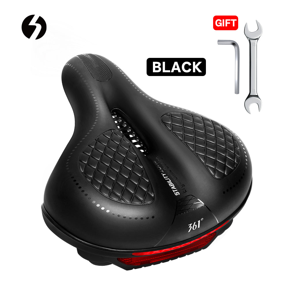361° Comfortable Bike Seat Cushion for Men Women Wide Bicycle Saddle Soft Memory Foam Padded Replacement Seats Fit for Peloton, Exercise Bikes, Ebike,Cruiser